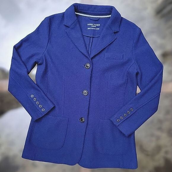 Gerry Weber merino wool blue cardigan jacket - Picture 3 of 13